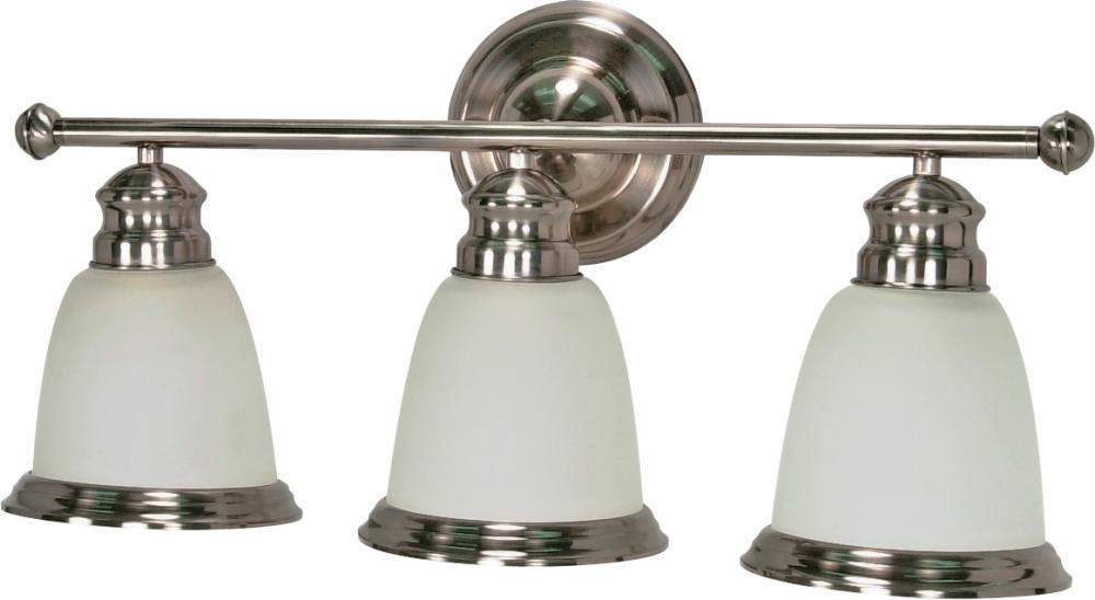 3-Light Vanity Fixture in Smoked Nickel Finish with Satin Frosted Glass and (3) 13W GU24 Bulbs