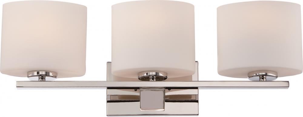 Breeze - 3 Light Vanity with Opal Frosted Glass - Polished Nickel Finish