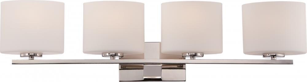 Breeze - 4 Light Vanity with Opal Frosted Glass - Polished Nickel Finish