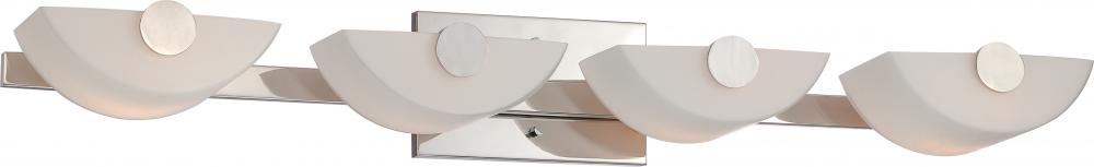 4-Light Polished Nickel Vanity Light Fixture with Etched Opal Glass