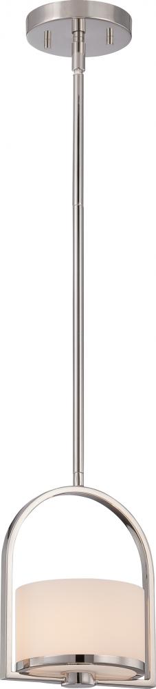 Celine - 1 Light Mini Pendant with Satin White Glass - Polished Nickel Finish