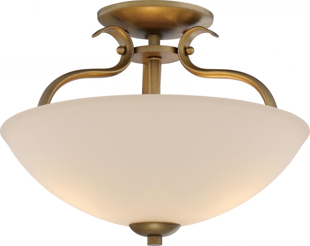 Dillard - 2 Light Semi Flush Fixture with White Glass