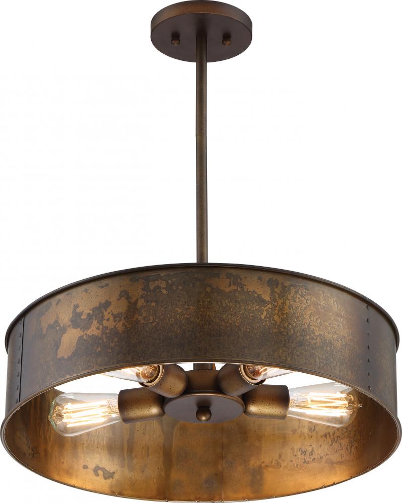 Kettle - 4 Light Pendant - Weathered Brass Finish