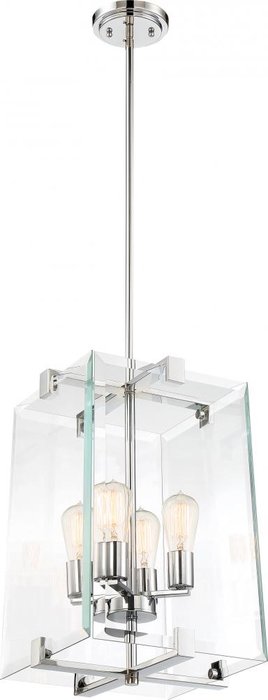 Shelby - 4 Light Foyer with Clear Belveled Glass - Polished Nickel Finish