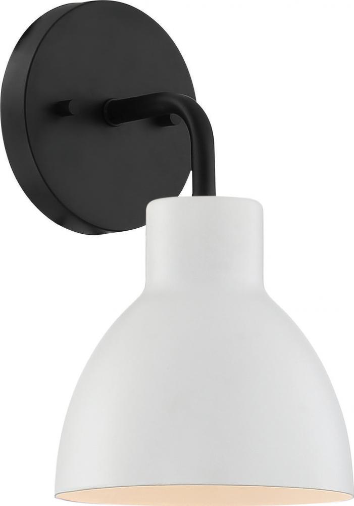 Sloan - 1 Light Vanity; Matte Black Finish with White Shade