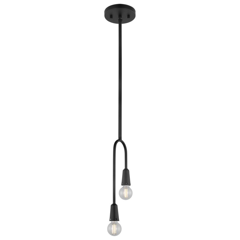 Isle; 2 Light Pendant; Candelabra Base; 60 Watt; Matte Black Finish