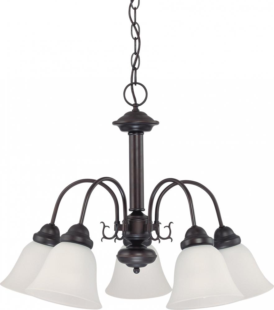 5 Light - Ballerina LED Chandelier - Mahogany Bronze Finish - Frosted Glass - Lamps Included