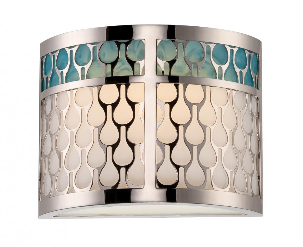 Raindrop - LED Wall Sconce w/ Removable Aquamarine Insert - Polished Nickel