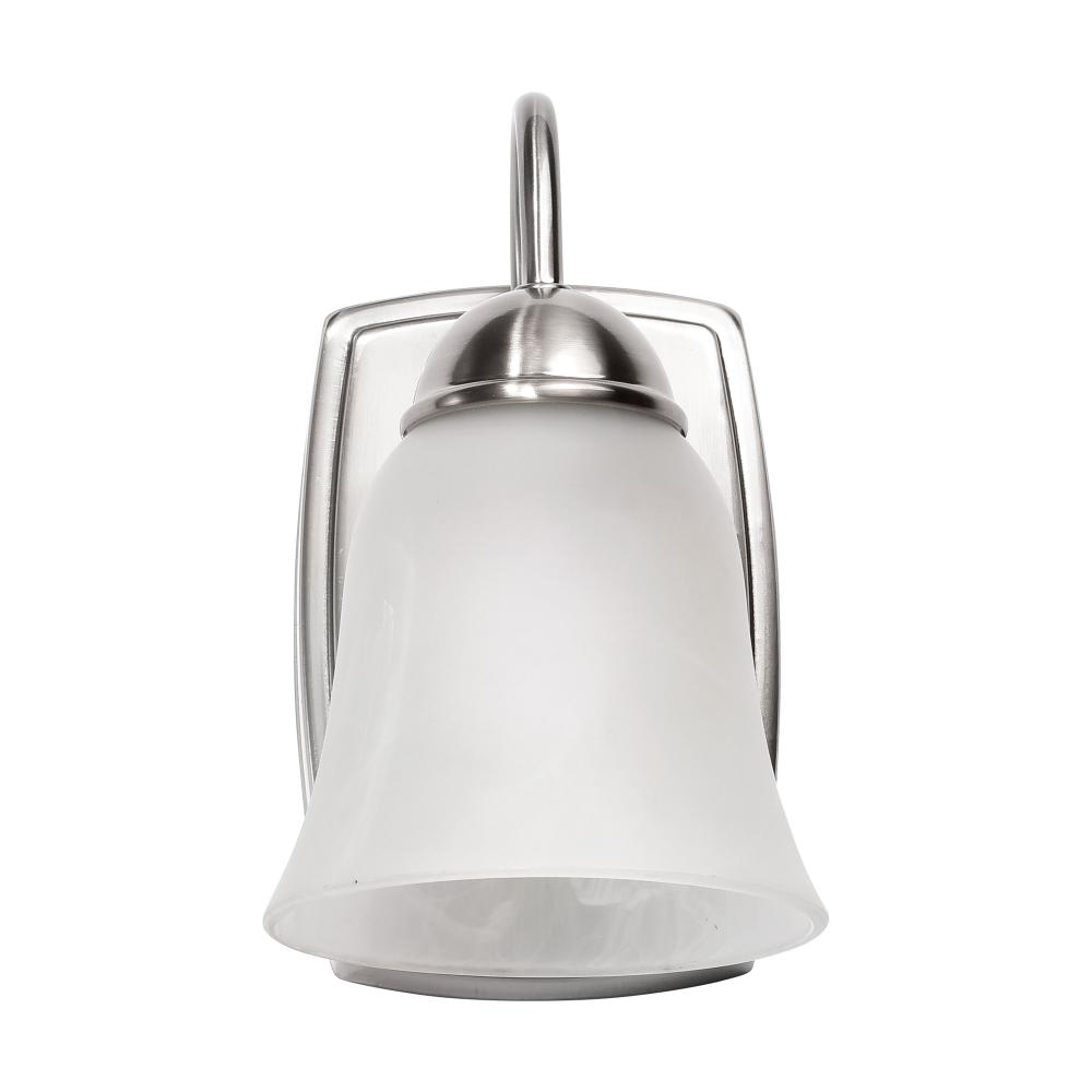 8 Watt; LED 1 Light Vanity Fixture; 3000K; Brushed Nickel with Alabaster Glass