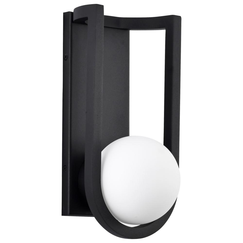 Cradle; 6W LED; Medium Wall Lantern; Matte Black with White Opal Glass