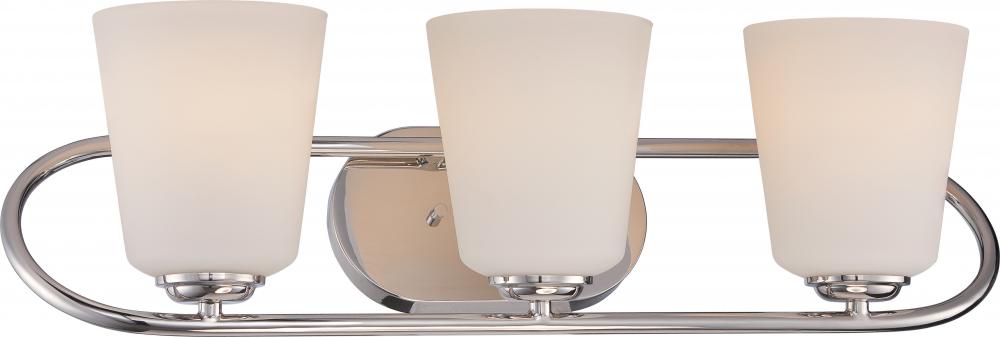 Dylan - 3 Light Vanity Fixture with Satin White Glass - LED Omni Included