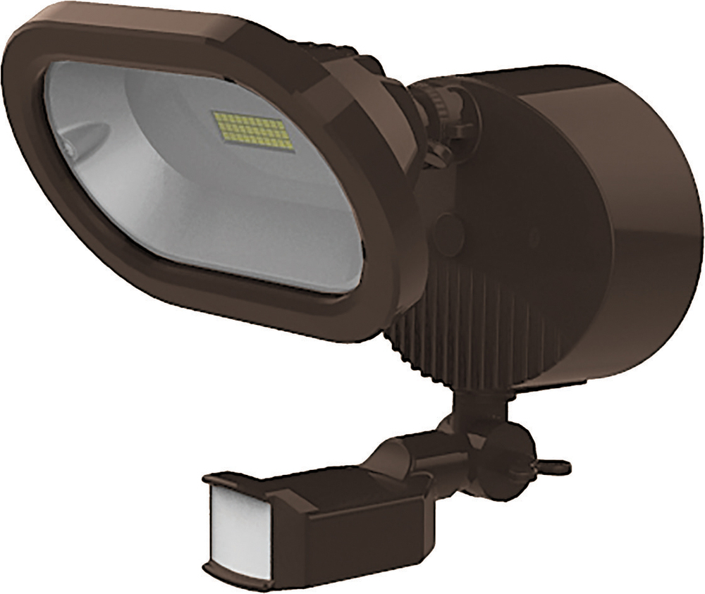 LED Security Light; Single Head; Motion Sensor Included; Bronze Finish; 4000K; 1200 Lumens