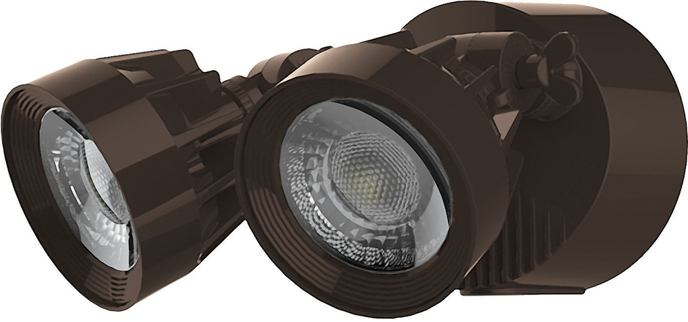 LED Security Light; Dual Head; Bronze Finish; 4000K; 2000 Lumens