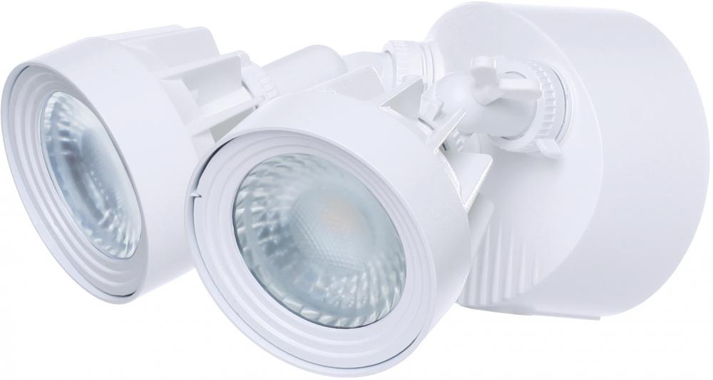 LED Security Light; Dual Head; White Finish; 3000K