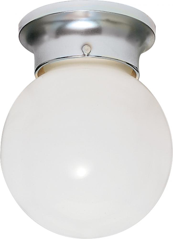 1 Light - 6" Flush with White Glass - Polished Chrome Finish