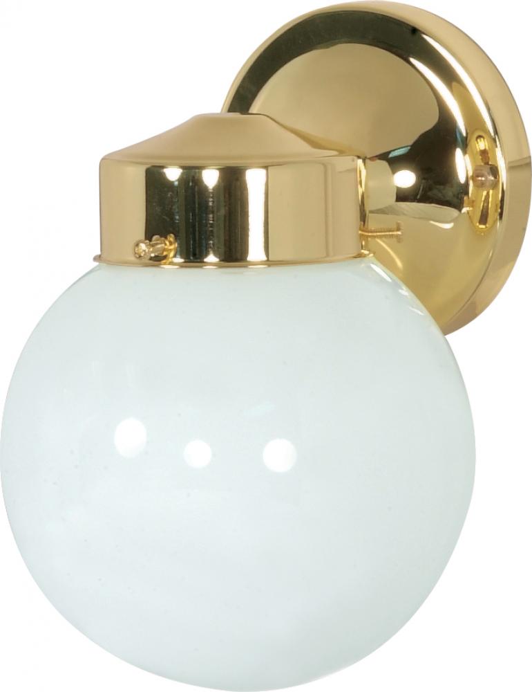 1 Light - 6" - Porch, Wall - With White Globe