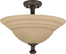 Nuvo 60/103 - 2-Light 16" Semi Flush Mount Dome Lighting Fixture in Old Bronze Finish with Amber Water Glass