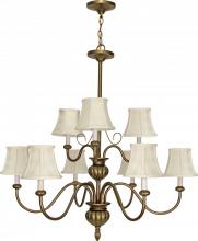 Nuvo 60/140 - 2-Tier 9-Light 34" Flemish Gold Finish Chandelier with Ecru Diamond Shades