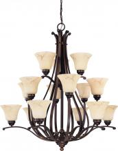 Nuvo 60/1404 - 15-Light 3-Tier Chandelier in Copper Espresso Finish with Honey Marble Glass Shades