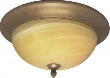 Nuvo 60/146 - 3-Light 15" Flush Mount Ceiling Light Fixture in Flemish Gold Finish with Gold Washed Alabaster