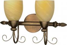 Nuvo 60/150 - 2-Light 18" Wall Mounted Vanity Light Fixture in Flemish Gold Finish with Gold Washed Alabaster