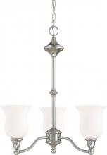 Nuvo 60/1801 - 3-Light Chandelier in Brush Nickel Finish and White Satin Glass