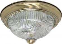 Nuvo 60/229 - 2-Light 11" Flush Light Fixture in Antique Brass Finish with Clear Swirl Glass