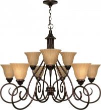 Nuvo 60/2404 - Moulan ES; 9 Light; Chandelier 2 Tier with Champagne Linen Glass; Lamp Included