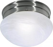 Nuvo 60/2633 - 1-Light Small Flush Mount Ceiling Light in Brushed Nickel Finish with Alabaster Mushroom Glass and