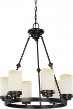 Nuvo 60/2761 - 6-Light Small Round Chandelier in Patina Bronze Finish with Saddle Stone Glass