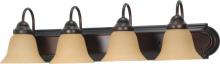 Nuvo 60/3123 - 4-Light 30" Vanity Lighting Fixture in Mahogany Bronze Finish with Champagne Linen Glass and (4)