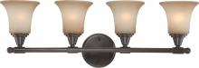 Nuvo 60/4164 - 4-Light Vanity Fixture in Vintage Bronze Finish with Auburn Beige Glass