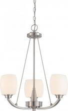 Nuvo 60/4185 - Helium - 3 Light Chandelier with Satin White Glass - Brushed Nickel Finish