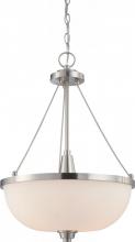 Nuvo 60/4187 - Helium - 3 Light Pendant with Satin White Glass - Brushed Nickel Finish