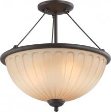 Nuvo 60/4228 - Carousel - 3 Light Semi Flush Fixture w/ Auburn Beige Glass