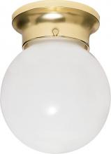 Nuvo 60/431 - 1-Light 6" Flush Mount Globe Ceiling Light in Polished Brass Finish with White Glass and (1) 13W