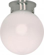 Nuvo 60/432 - 1-Light 6" Flush Mount Globe Ceiling Light in Brushed Nickel Finish with White Glass and (1) 13W