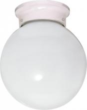 Nuvo 60/436 - 1-Light 6" Globe Flush Mount Ceiling Light in White Finish with White Glass and (1) 13W GU24