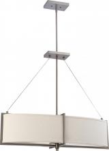 Nuvo 60/4457 - Portia - 4 Light Oval Pendant w/ Khaki Fabric Shades