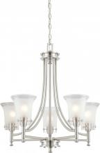 Nuvo 60/4525 - 5-Light Chandelier in Brushed Nickel Finish with Clear Outer & Frosted Inner Glass