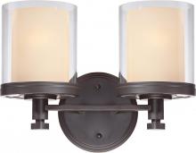 Nuvo 60/4542 - 2-Light Vanity Light Fixture in Sudbury Bronze Finish with Clear Outer & Cream Inner Glass