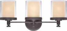 Nuvo 60/4543 - 3-Light Vanity Light Fixture in Sudbury Bronze Finish with Clear Outer & Cream Inner Glass