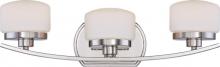 Nuvo 60/5023 - 3-Light Wall Mounted Vanity Light in Polished Nickel Finish with Etched Opal Glass