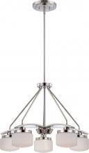 Nuvo 60/5025 - 5-Light Polished Nickel Chandelier with Etched Opal Glass