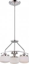 Nuvo 60/5027 - 3-Light Polished Nickel Chandelier with Etched Opal Glass