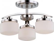 Nuvo 60/5028 - 3-Light Close-To-Ceiling Semi Flush Ceiling Light in Polished Nickel Finish with Etched Opal Glass