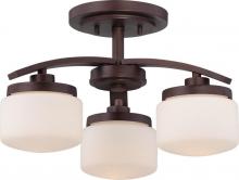 Nuvo 60/5128 - 3-Light Semi Flush in Russet Bronze with Etched Opal Glass