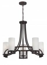 Nuvo 60/5235 - 5-Light Russet Bronze Chandelier with White Satin Glass