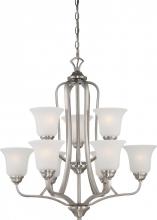 Nuvo 60/5599 - Elizabeth - 9 Light 2 Tier Chandelier with Frosted Glass - Brushed Nickel Finish