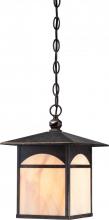 Nuvo 60/5754 - 1-Light 9" Hanging Outdoor Fixture in Umber Bronze Finish and Honey Stained Glass